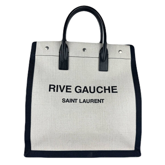 Saint Laurent Rive Gauche North South Cabas Coated Canvas Leather Handbag in ...